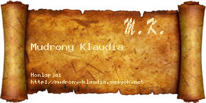 Mudrony Klaudia névjegykártya